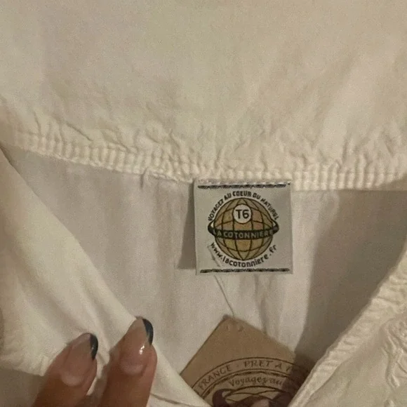 La Cotonniere Women's White Embroidered Long Sleeve Dress 3XL - Picture 8 of 13